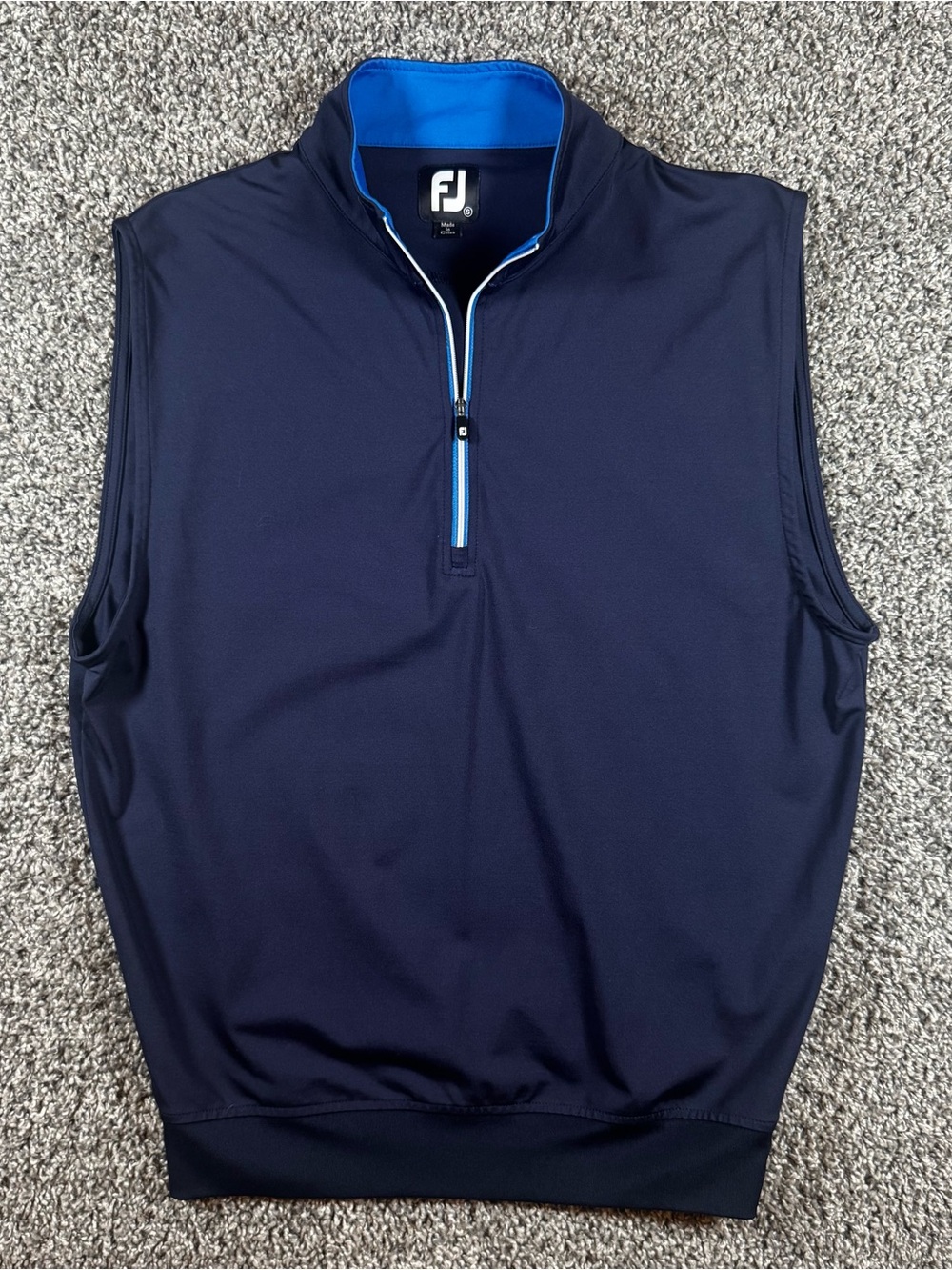 FootJoy Golf Men’s Small Vest 1/4 Zip Pullover Navy Blue Nylon Performance